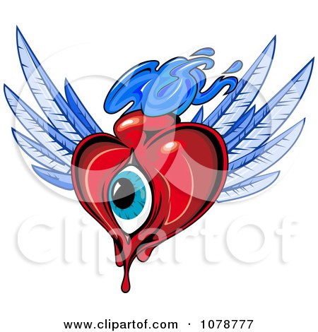 Clipart Winged Heart With A Blue Eye - Royalty Free Vector Illustration by Vector Tradition SM