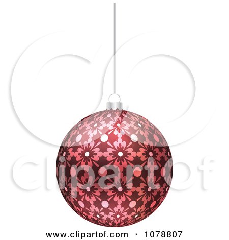 Clipart Suspended Red Floral Christmas Bauble - Royalty Free Vector Illustration by Andrei Marincas