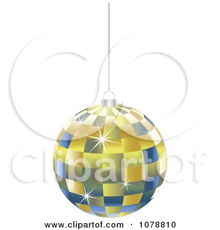 Clipart Suspended Gold And Blue Mosaic Christmas Bauble - Royalty Free Vector Illustration by Andrei Marincas
