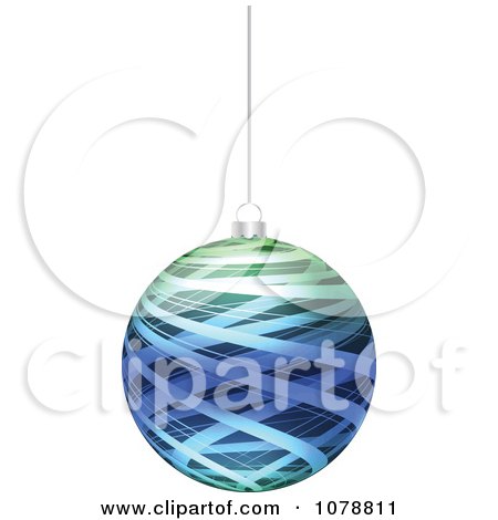 Clipart Suspended Blue Ribbon Christmas Bauble - Royalty Free Vector Illustration by Andrei Marincas