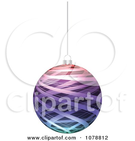 Clipart Suspended Purple Ribbon Christmas Bauble - Royalty Free Vector Illustration by Andrei Marincas