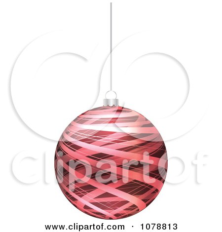 Clipart Suspended Red Ribbon Christmas Bauble - Royalty Free Vector Illustration by Andrei Marincas