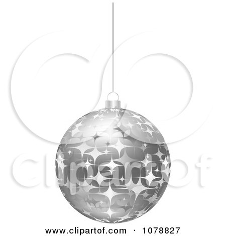 Clipart Suspended Silver Starry Christmas Bauble - Royalty Free Vector Illustration by Andrei Marincas
