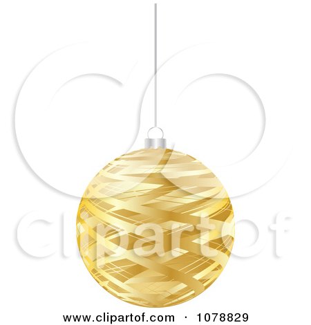 Clipart Suspended Gold Ribbon Christmas Bauble - Royalty Free Vector Illustration by Andrei Marincas