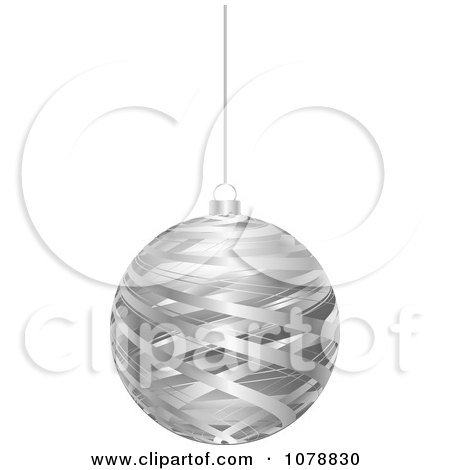 Clipart Suspended Silver Ribbon Christmas Bauble - Royalty Free Vector Illustration by Andrei Marincas
