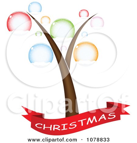 Clipart Christmas Banner Under An Abstract Tree - Royalty Free Vector Illustration by Andrei Marincas