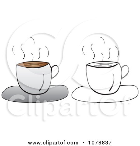 Clipart Outlined And Colored Coffee Cups - Royalty Free Vector Illustration by Andrei Marincas