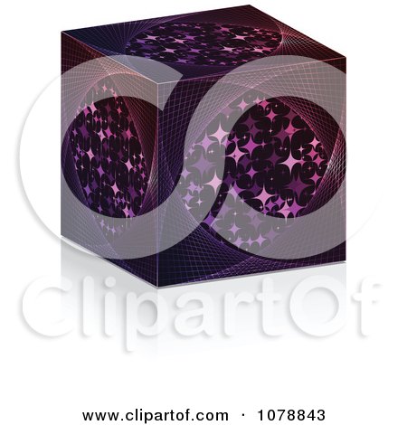 Clipart Purple Starry Cubic Box And Shadow - Royalty Free Vector Illustration by Andrei Marincas