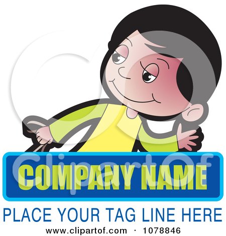 Clipart Boy And Sample Text Logo - Royalty Free Vector Illustration by Lal Perera