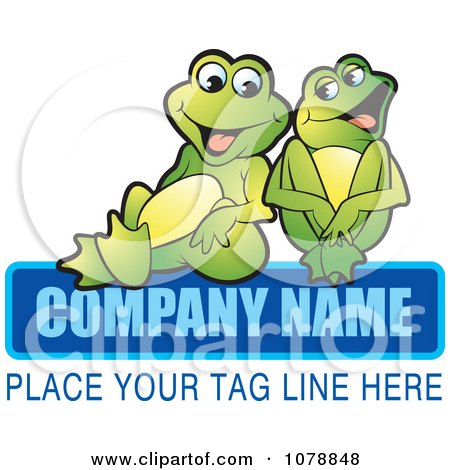 Clipart Laughing Frogs And Sample Text Logo - Royalty Free Vector Illustration by Lal Perera