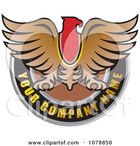 Clipart Brown Falcon Over A Black Circle Logo - Royalty Free Vector Illustration by Lal Perera