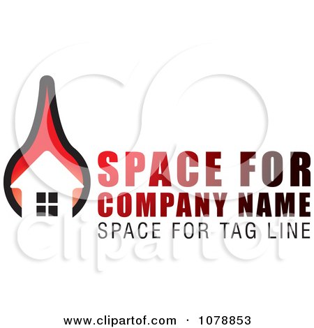 Clipart House And Fire With Sample Text Logo - Royalty Free Vector Illustration by Lal Perera