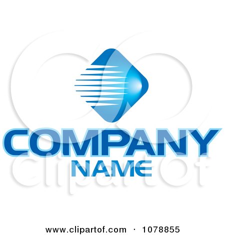 Clipart Blue Diamond With Lines And Sample Text Logo - Royalty Free Vector Illustration by Lal Perera
