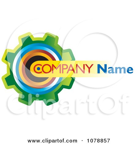 Clipart Colorful Gear Cog And Sample Text Logo - Royalty Free Vector Illustration by Lal Perera