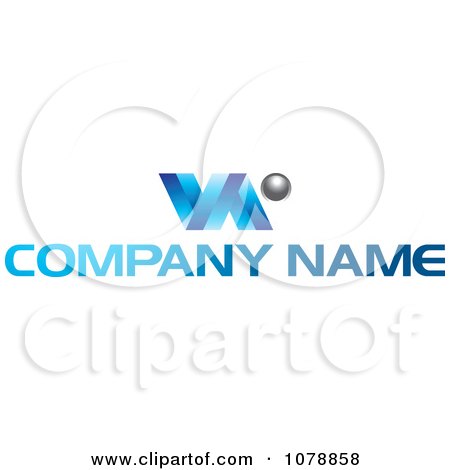Clipart Blue Ribbon And Sphere With Sample Text Logo - Royalty Free Vector Illustration by Lal Perera