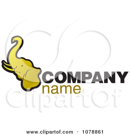 Clipart Golden Elephant And Sample Text Logo - Royalty Free Vector Illustration by Lal Perera