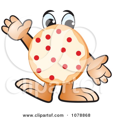 Clipart Pepperoni Pizza Waving - Royalty Free Vector Illustration by Lal Perera