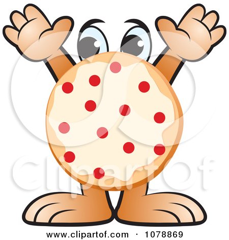 Clipart Pepperoni Pizza Holding Its Arms Up 1 - Royalty Free Vector Illustration by Lal Perera