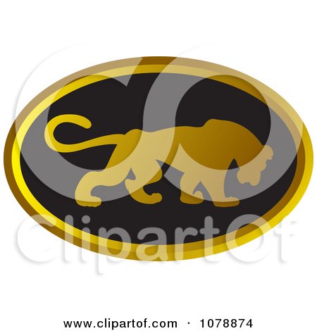 Clipart Black And Gold Panther Oval Logo - Royalty Free Vector Illustration by Lal Perera