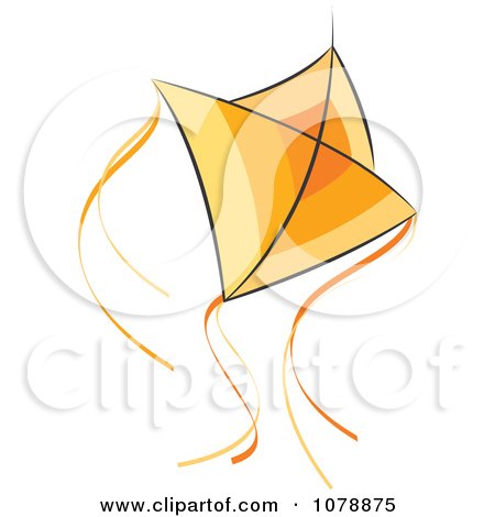 Clipart Flying Orange Kite - Royalty Free Vector Illustration by Lal Perera