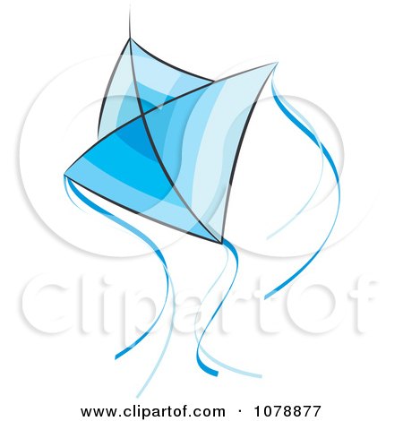 Clipart Flying Blue Kite - Royalty Free Vector Illustration by Lal Perera