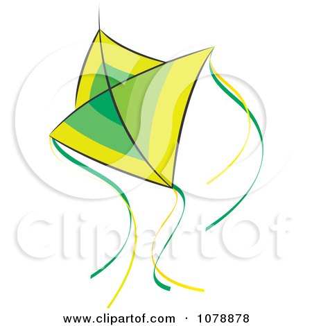 Clipart Flying Green And Yellow Kite - Royalty Free Vector Illustration by Lal Perera