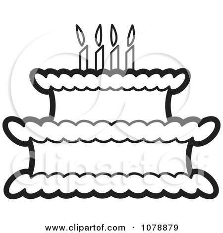 Clipart Outlined Birthday Cake - Royalty Free Vector Illustration by Lal Perera