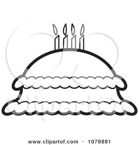 Clipart Outlined Mound Birthday Cake - Royalty Free Vector Illustration by Lal Perera