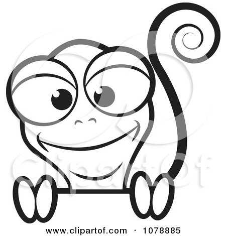 Clipart Happy Black And White Lizard - Royalty Free Vector Illustration by Lal Perera