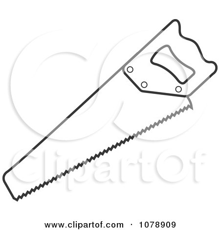 Clipart Outlined Hand Saw - Royalty Free Vector Illustration by Lal Perera
