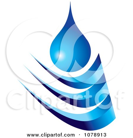 Clipart Blue Droplet And Wave Logo - Royalty Free Vector Illustration by Lal Perera