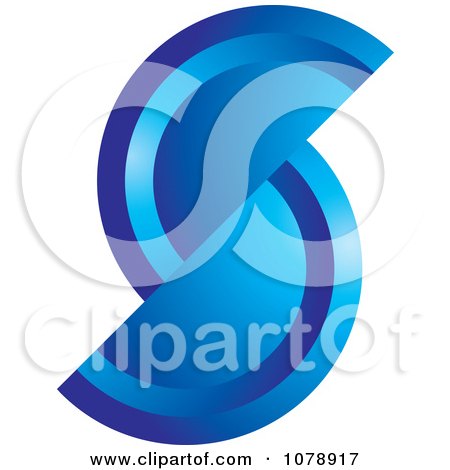 Clipart Split Blue S Shaped Circle Logo - Royalty Free Vector Illustration by Lal Perera
