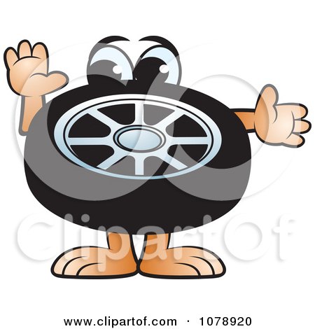 Clipart Car Tire Character - Royalty Free Vector Illustration by Lal Perera