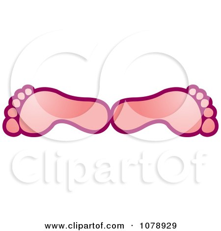 Clipart Two Pink Footprints - Royalty Free Vector Illustration by Lal Perera