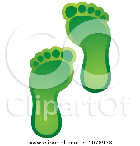 Clipart Two Green Footprints - Royalty Free Vector Illustration by Lal Perera