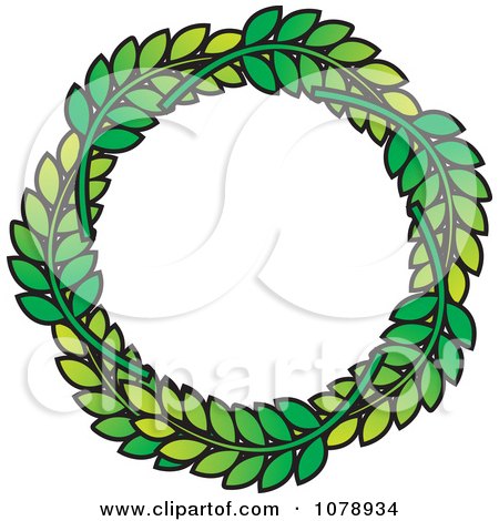 Clipart Green Leaf Laurel Wreath - Royalty Free Vector Illustration by Lal Perera