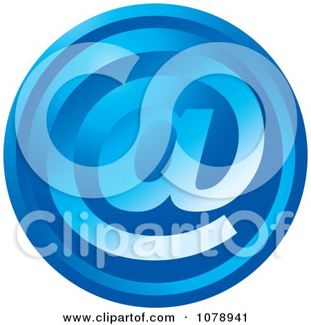 Clipart Blue Email Arobase Icon - Royalty Free Vector Illustration by Lal Perera