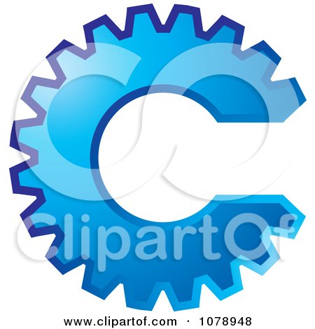 Clipart Blue Gear Cog In The Shape Of The Letter C - Royalty Free Vector Illustration by Lal Perera