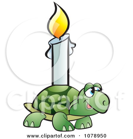 Clipart Tortoise With A Candle On His Back - Royalty Free Vector Illustration by Lal Perera