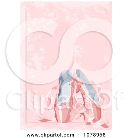 Clipart Pink Ballet Slippers Over Grungy Copyspace - Royalty Free Vector Illustration by Pushkin