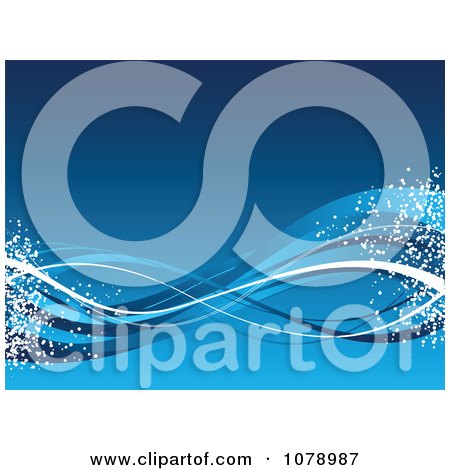 Clipart Blue Wave Background With Snow - Royalty Free Vector Illustration by KJ Pargeter