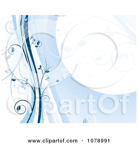 Clipart Blue Floral Invitation Background With Vines 2 - Royalty Free Vector Illustration by KJ Pargeter