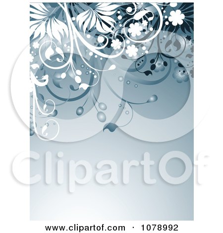 Clipart Blue Floral Invitation Background With Vines 4 - Royalty Free Vector Illustration by KJ Pargeter