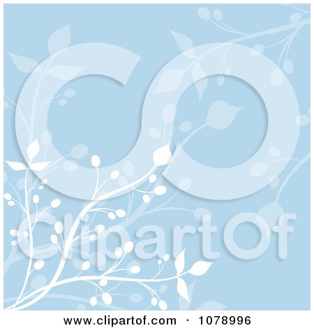 Clipart Blue Floral Background With White Branches - Royalty Free Vector Illustration by KJ Pargeter