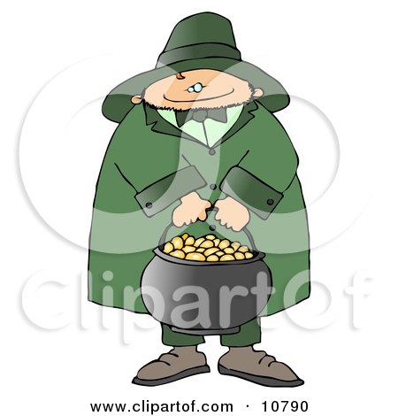 Happy Leprechaun Carrying a Pot of Gold on St Patricks Day Clipart by djart