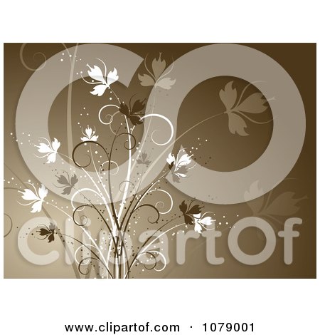 Clipart Brown Floral Background With Flowers - Royalty Free Vector Illustration by KJ Pargeter