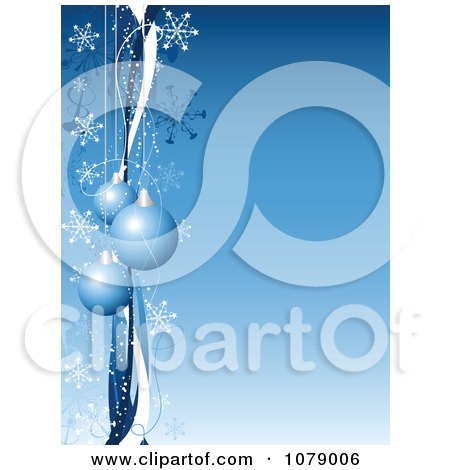 Clipart Blue Christmas Bauble Background With Snowflakes And Copyspace 1 - Royalty Free Vector Illustration by KJ Pargeter
