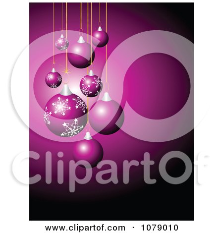 Clipart Purple Christmas Background With Baubles And Copyspace - Royalty Free Vector Illustration by KJ Pargeter