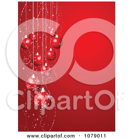 Clipart Red Christmas Background Baubles And Copyspace 2 - Royalty Free Vector Illustration by KJ Pargeter