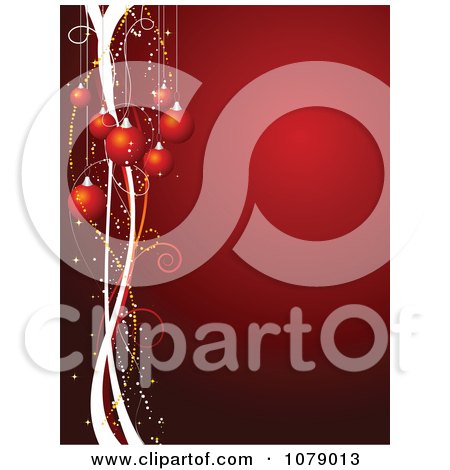 Clipart Red Christmas Background Baubles And Copyspace 1 - Royalty Free Vector Illustration by KJ Pargeter